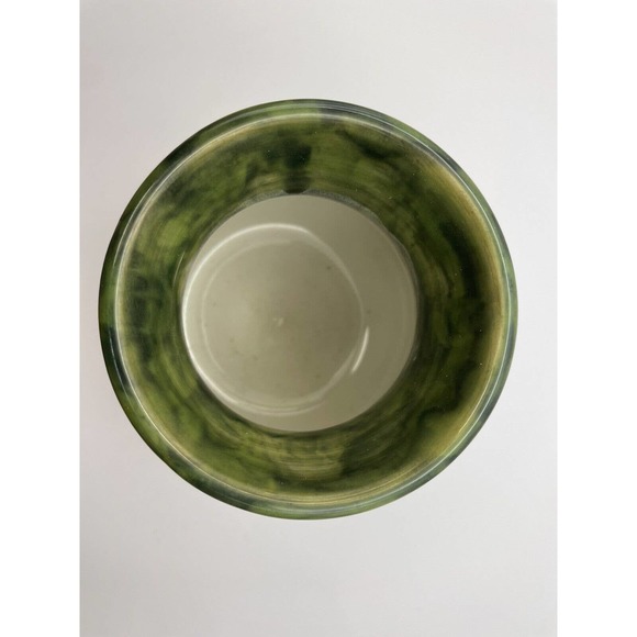 Studio Art Pottery Vase Hand Painted in Green with Textured Brown Stripes - Picture 7 of 11